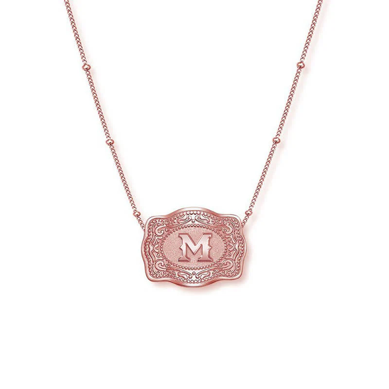 Rose Gold Mini Embossed Initial Letter Necklace - Image 13