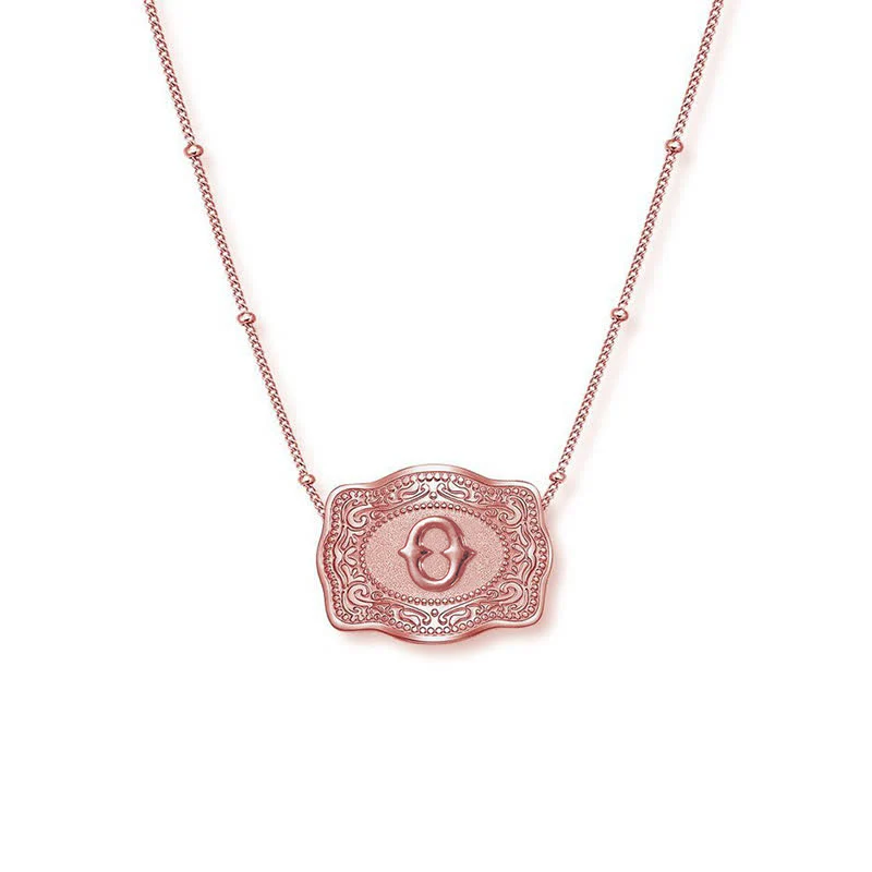 Rose Gold Mini Embossed Initial Letter Necklace - Image 15