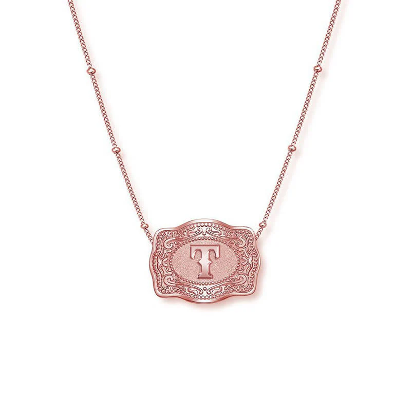 Rose Gold Mini Embossed Initial Letter Necklace - Image 20