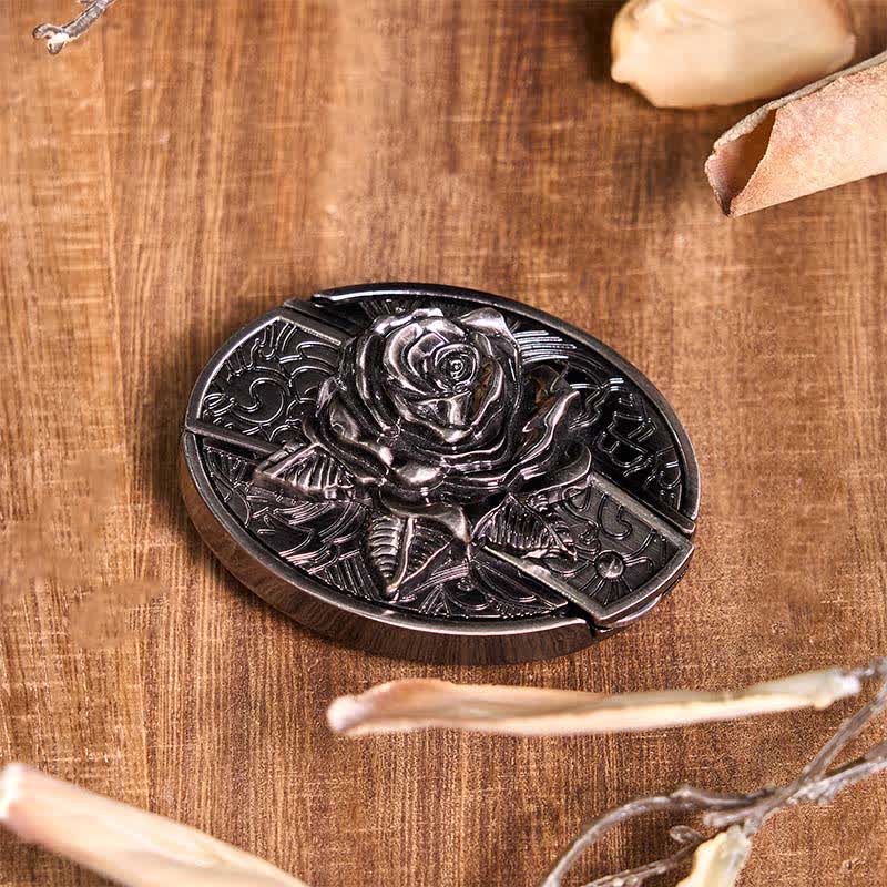 Rose Theme DIY Hidden Knife Belt Buckle Turquoise Bull Pendant Bundle Set - Image 5