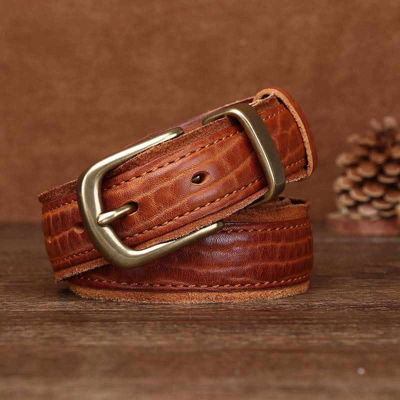 Rough Texture Water Ripple Vintage Detailed Leather BVelt - Image 4