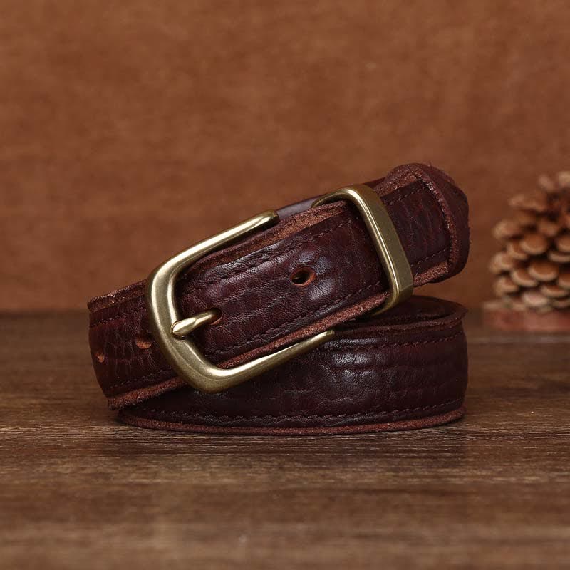 Rough Texture Water Ripple Vintage Detailed Leather BVelt - Image 9