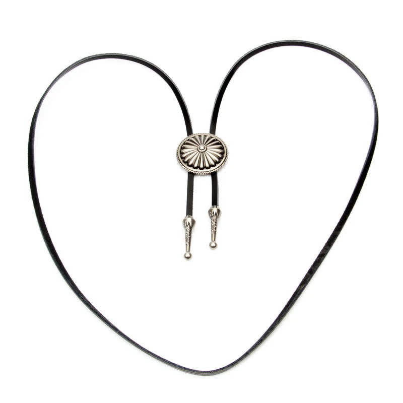Round Concho Sweater Chain Bolo Tie - Image 5