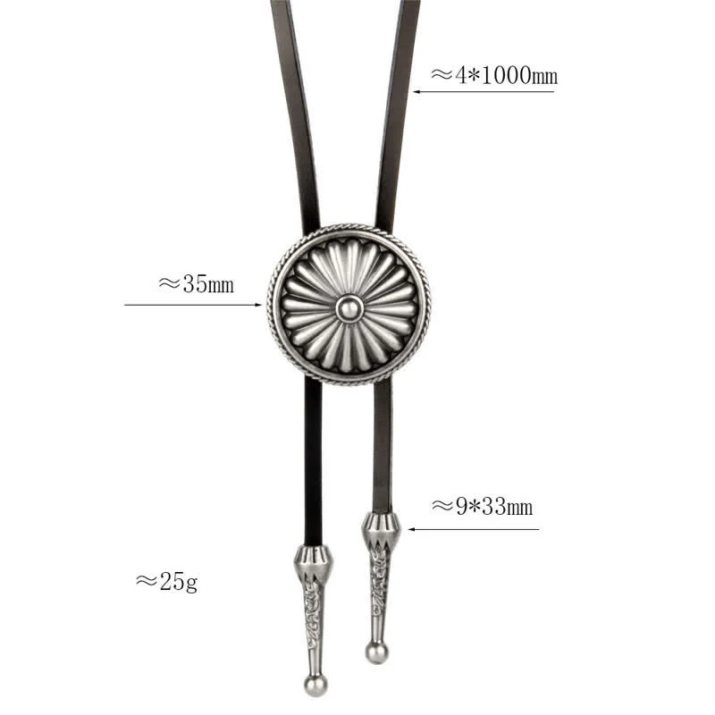 Round Concho Sweater Chain Bolo Tie - Image 6