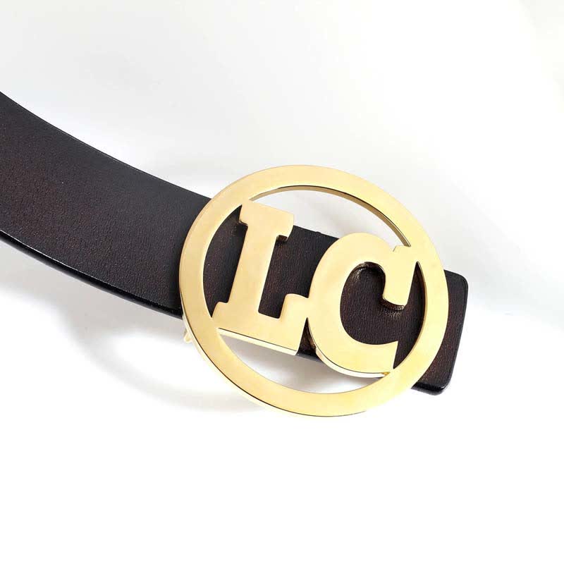Round Custom Name 2 Letters DIY Buckle Leather Belt - Image 2