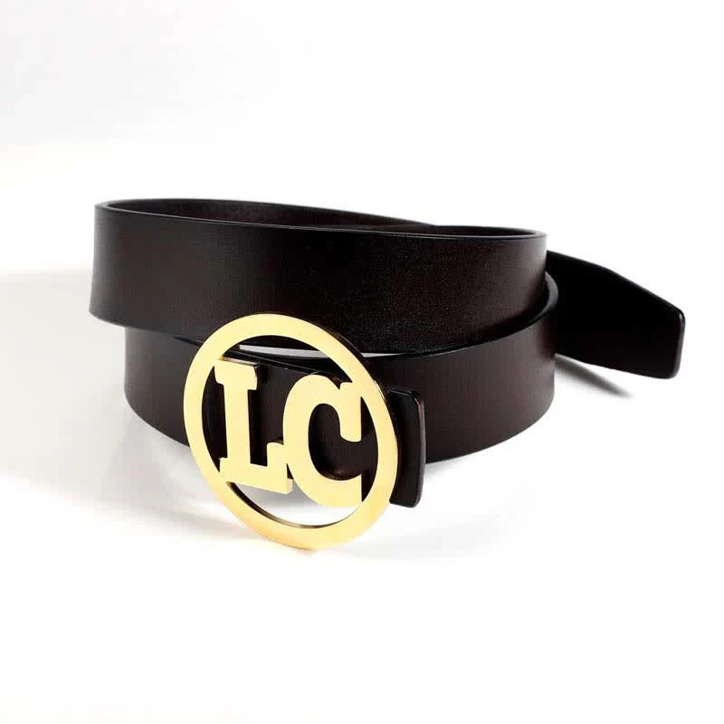 Round Custom Name 2 Letters DIY Buckle Leather Belt - Image 4