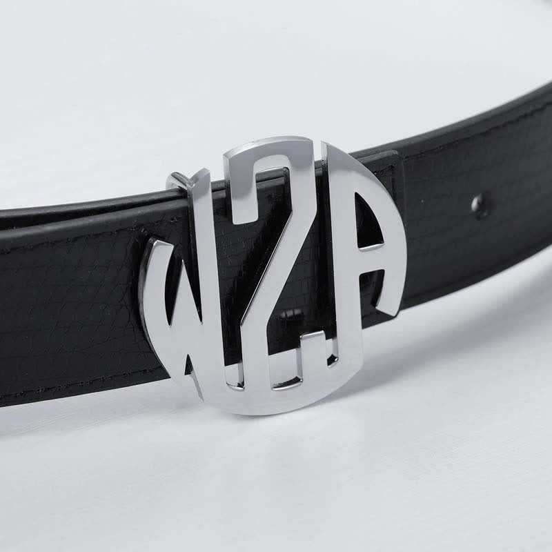 Round Monogram Custom Name 3 Letter Initials DIY Buckle Leather Belt - Image 3