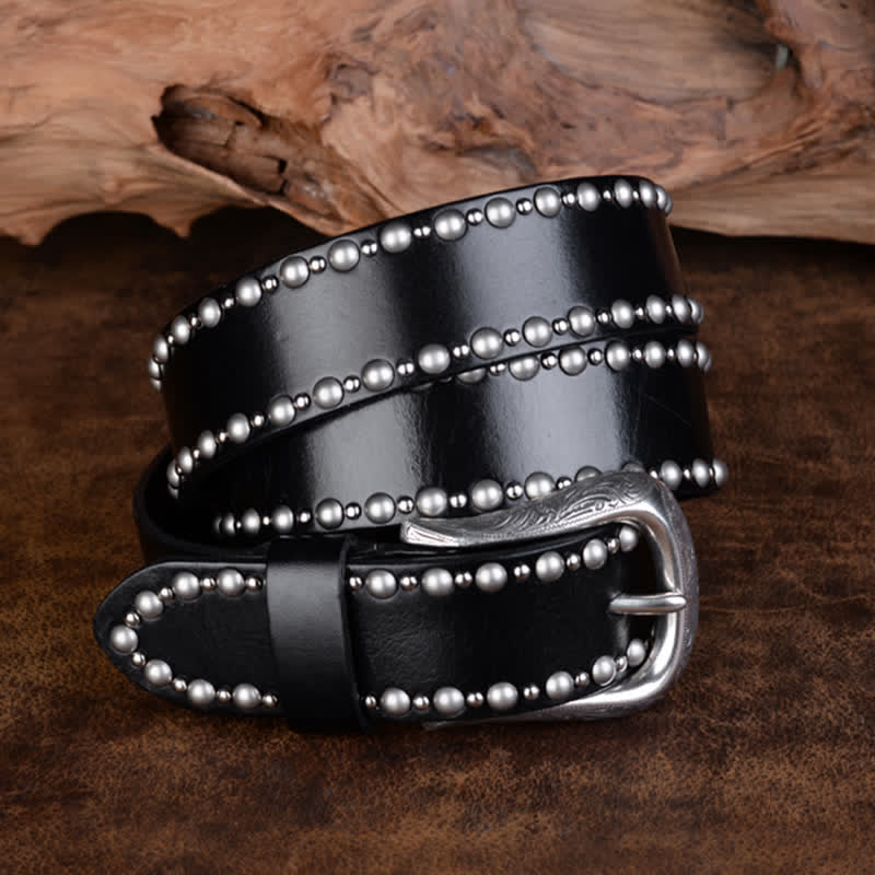 Round Rivets Studded Gothic Clothing Accessories Leather Belt - Image 2