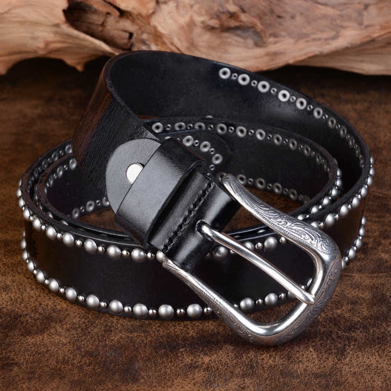 Round Rivets Studded Gothic Clothing Accessories Leather Belt - Image 3