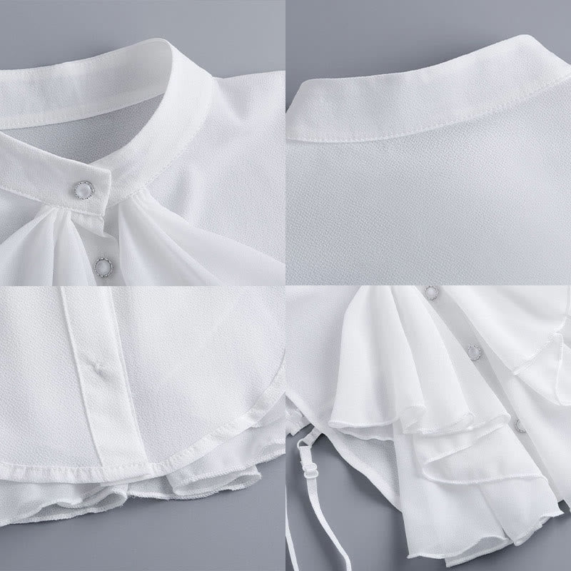 Ruffled Bowknot Fake Collar Detachable Half Shirt Accessory - Image 8