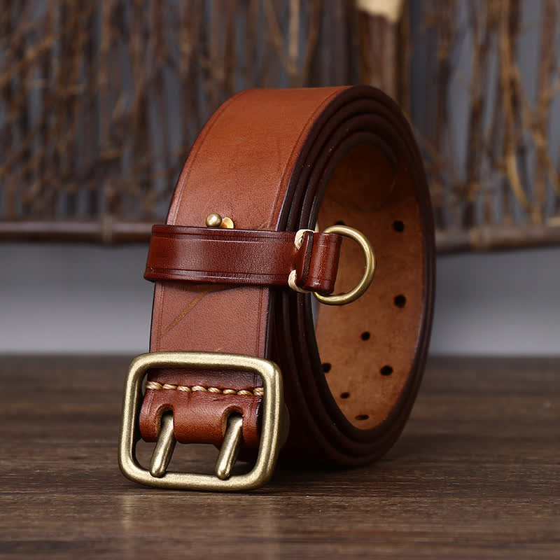 Rugged Style Double Prong Workwear Leather Belt - Image 10