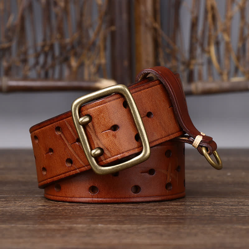 Rugged Style Double Prong Workwear Leather Belt - Image 12