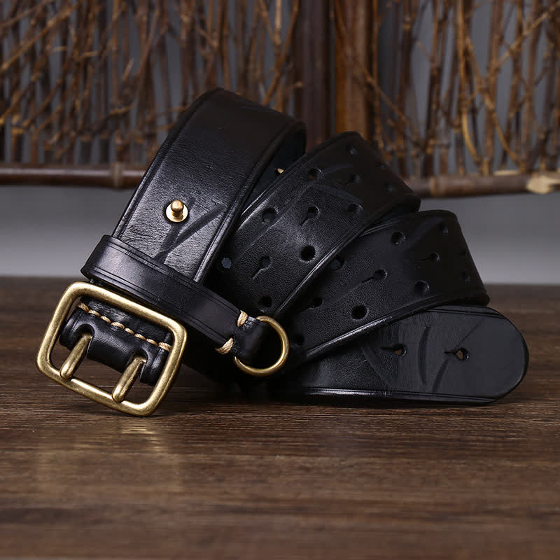 Rugged Style Double Prong Workwear Leather Belt - Image 14