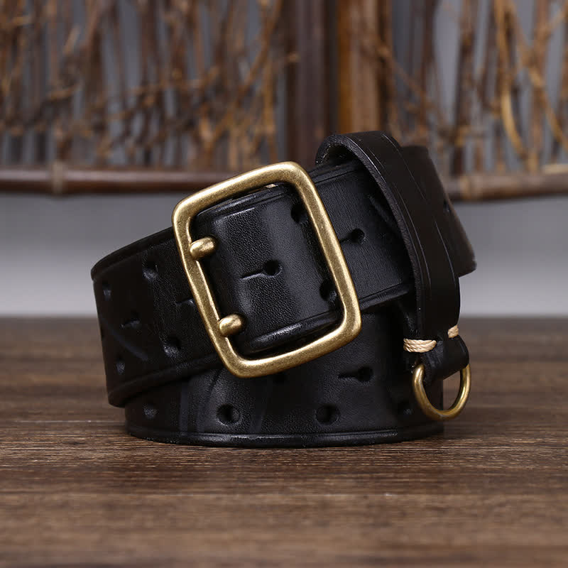 Rugged Style Double Prong Workwear Leather Belt - Image 15
