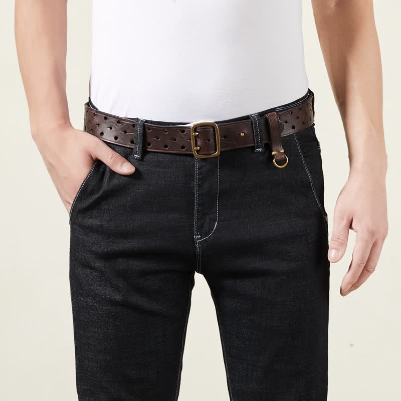 Rugged Style Double Prong Workwear Leather Belt - Image 2