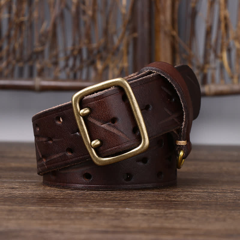 Rugged Style Double Prong Workwear Leather Belt - Image 5
