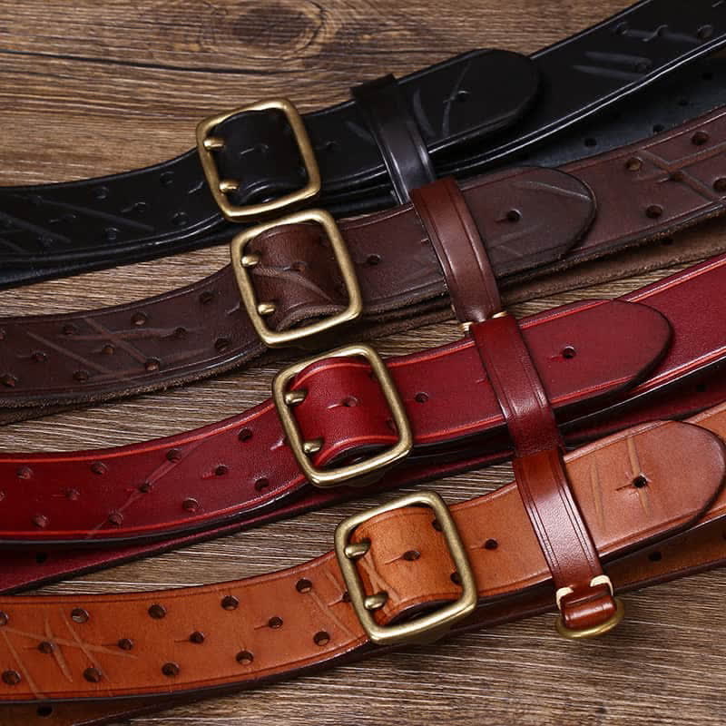 Rugged Style Double Prong Workwear Leather Belt - Image 6