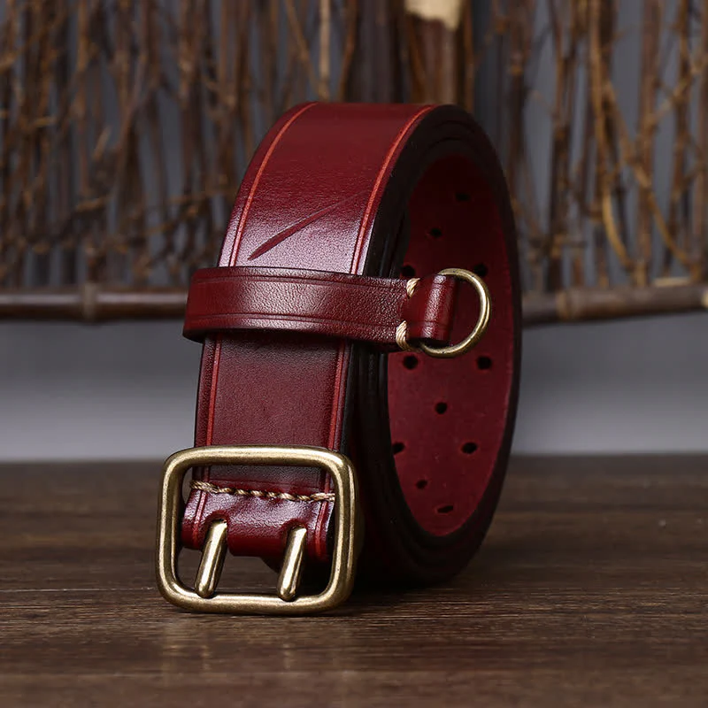 Rugged Style Double Prong Workwear Leather Belt - Image 7