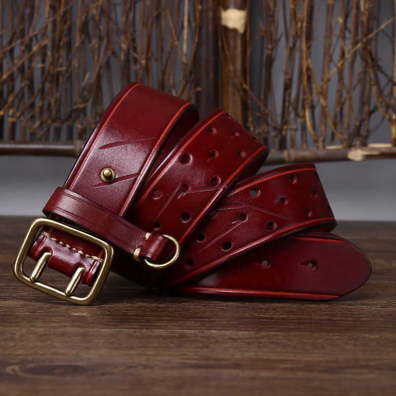 Rugged Style Double Prong Workwear Leather Belt - Image 8
