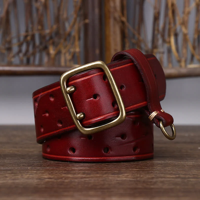 Rugged Style Double Prong Workwear Leather Belt - Image 9