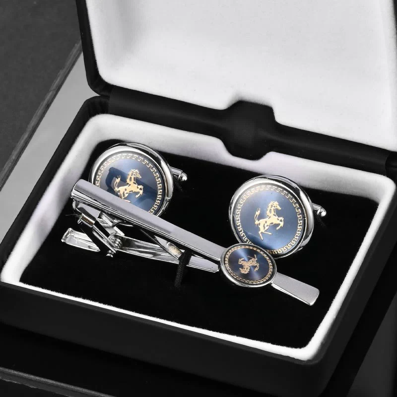 Running Horse Tie Bar Cufflinks Set For Wedding Suit - Image 2