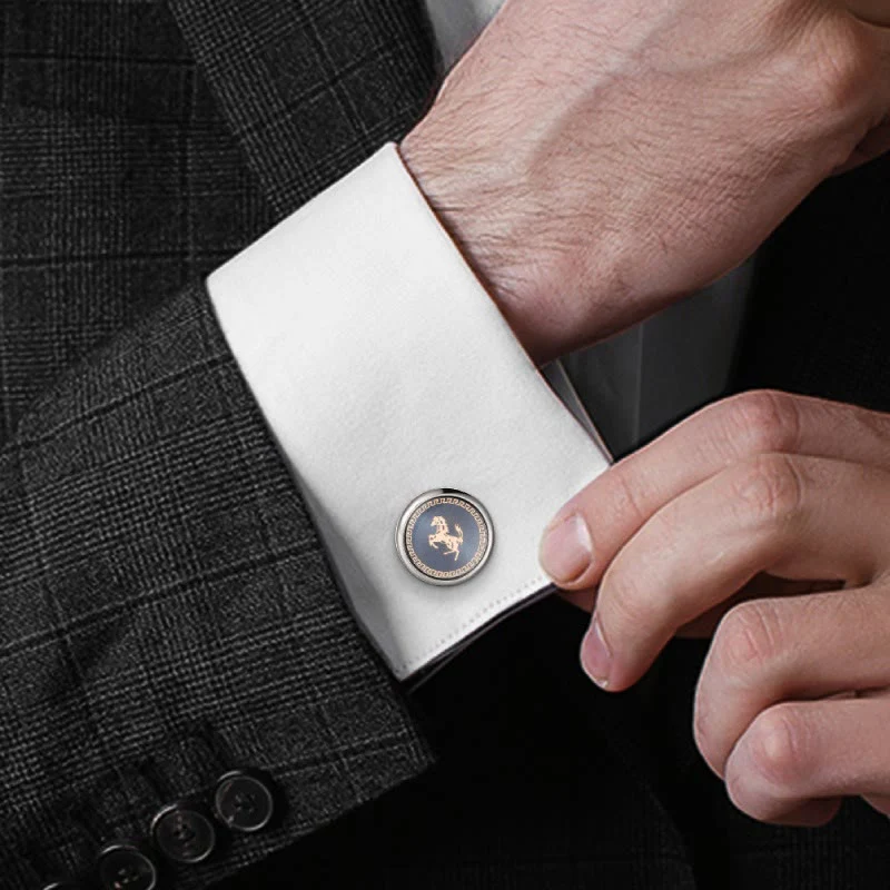 Running Horse Tie Bar Cufflinks Set For Wedding Suit - Image 4