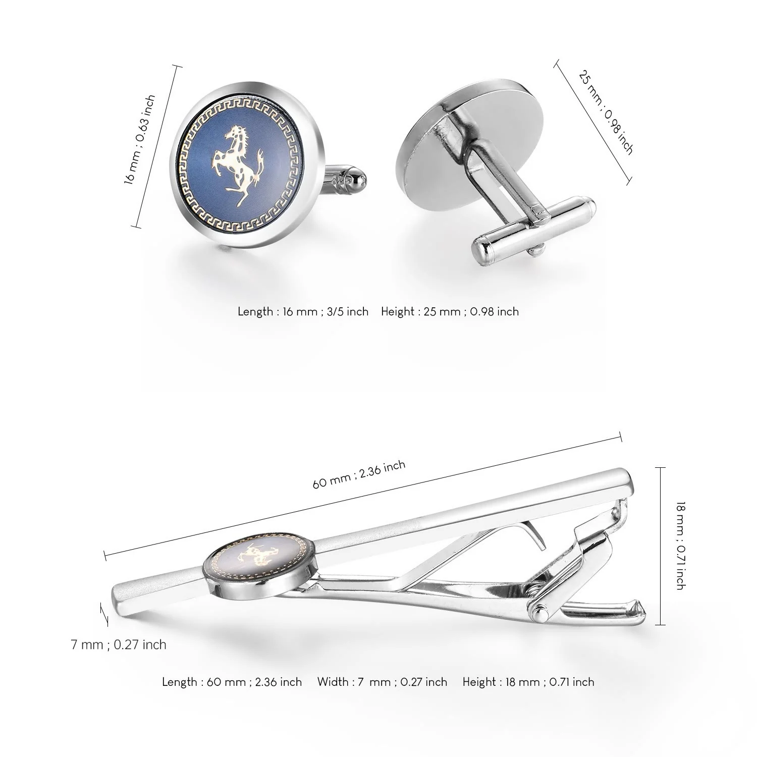 Running Horse Tie Bar Cufflinks Set For Wedding Suit - Image 7