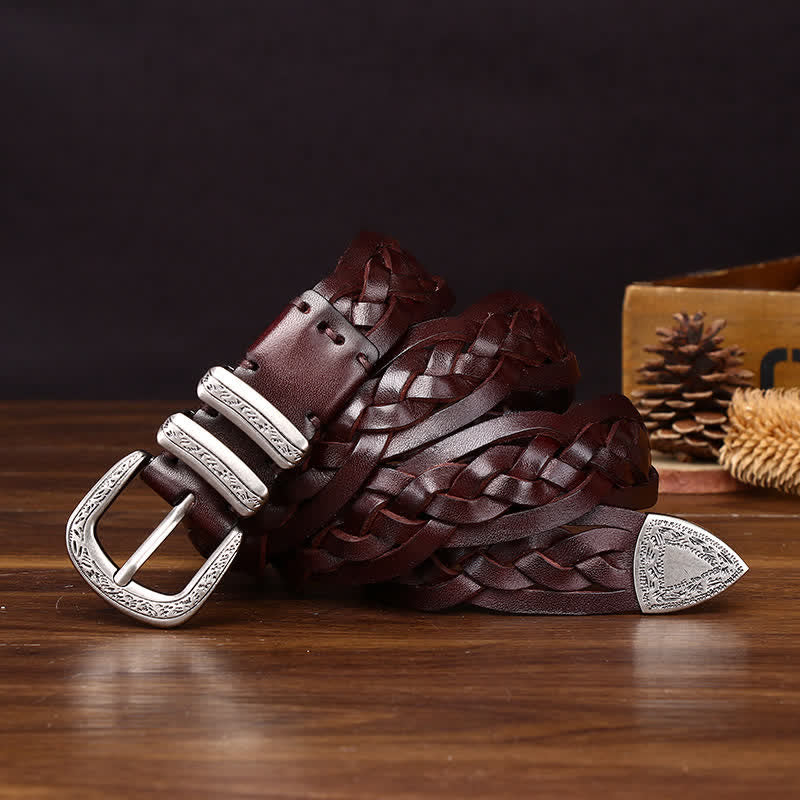 Rustic Charm Handwoven Braided Casual Leather Belt - Image 10