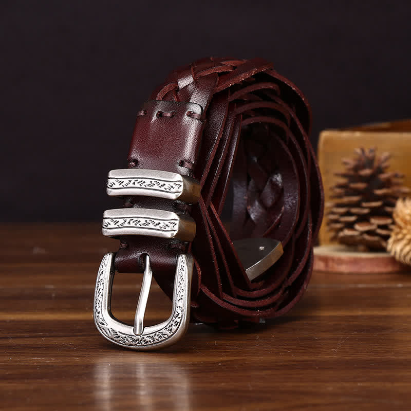 Rustic Charm Handwoven Braided Casual Leather Belt - Image 11