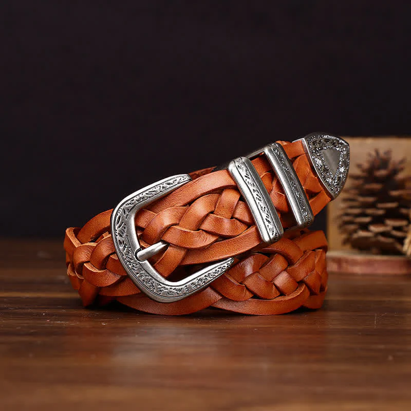 Rustic Charm Handwoven Braided Casual Leather Belt - Image 12