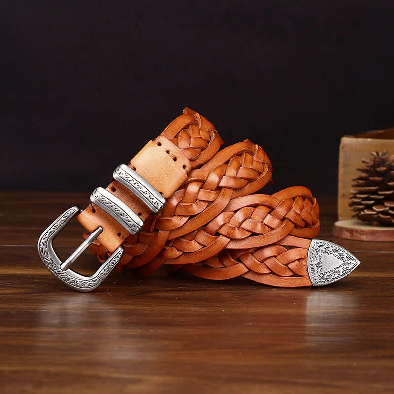 Rustic Charm Handwoven Braided Casual Leather Belt - Image 13