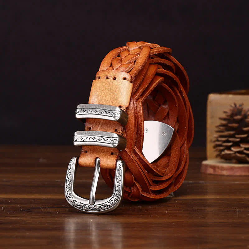 Rustic Charm Handwoven Braided Casual Leather Belt - Image 14