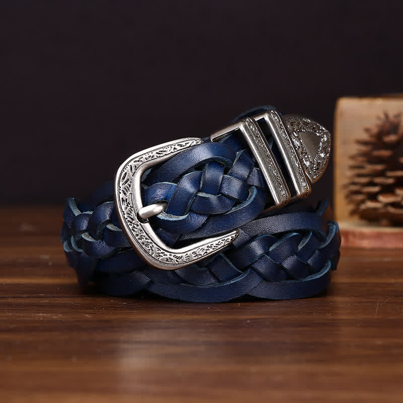 Rustic Charm Handwoven Braided Casual Leather Belt - Image 15