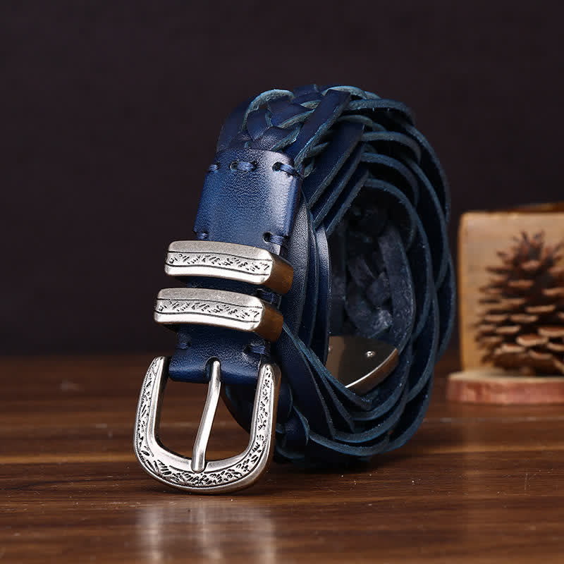 Rustic Charm Handwoven Braided Casual Leather Belt - Image 16