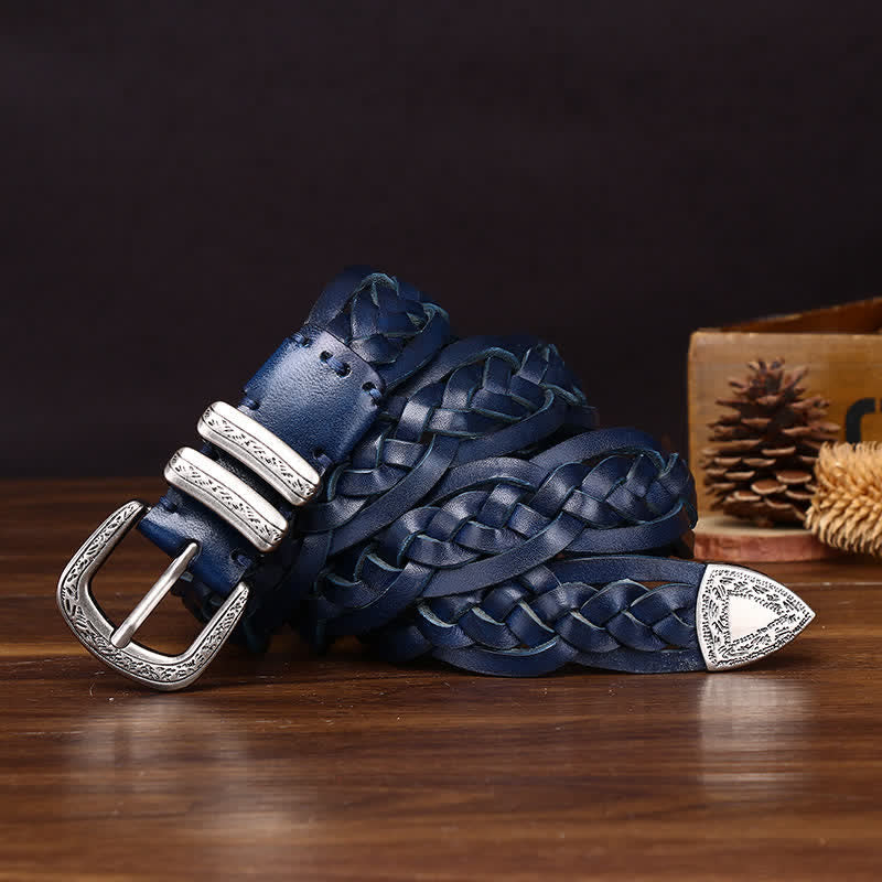 Rustic Charm Handwoven Braided Casual Leather Belt - Image 17