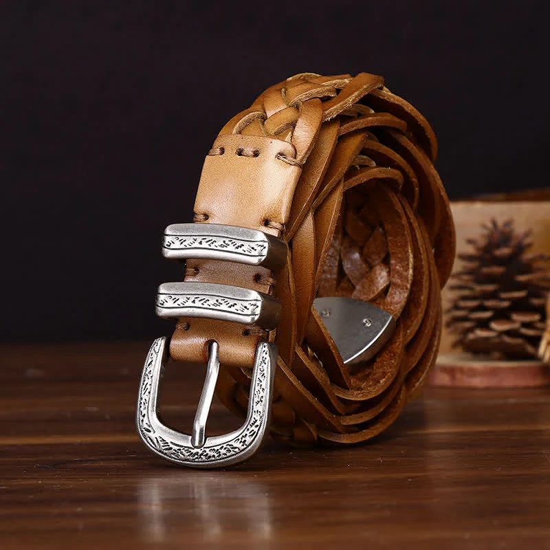 Rustic Charm Handwoven Braided Casual Leather Belt - Image 4