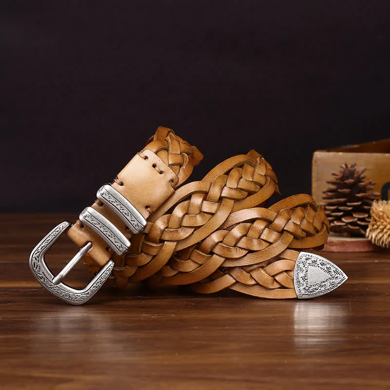 Rustic Charm Handwoven Braided Casual Leather Belt - Image 5