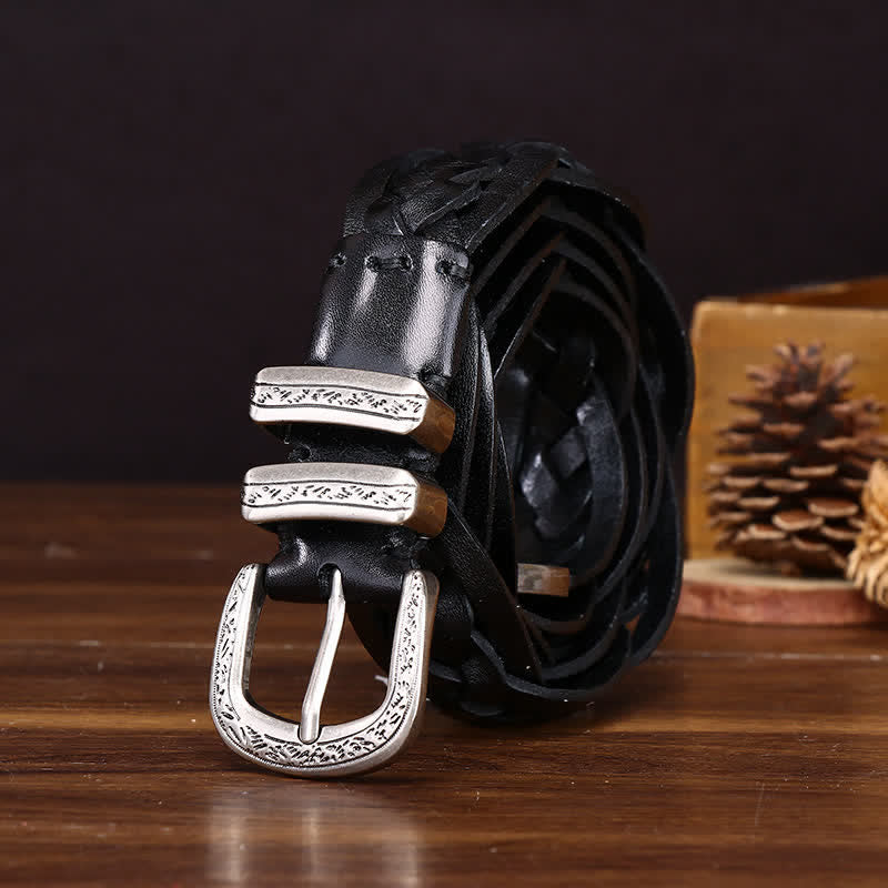 Rustic Charm Handwoven Braided Casual Leather Belt - Image 7