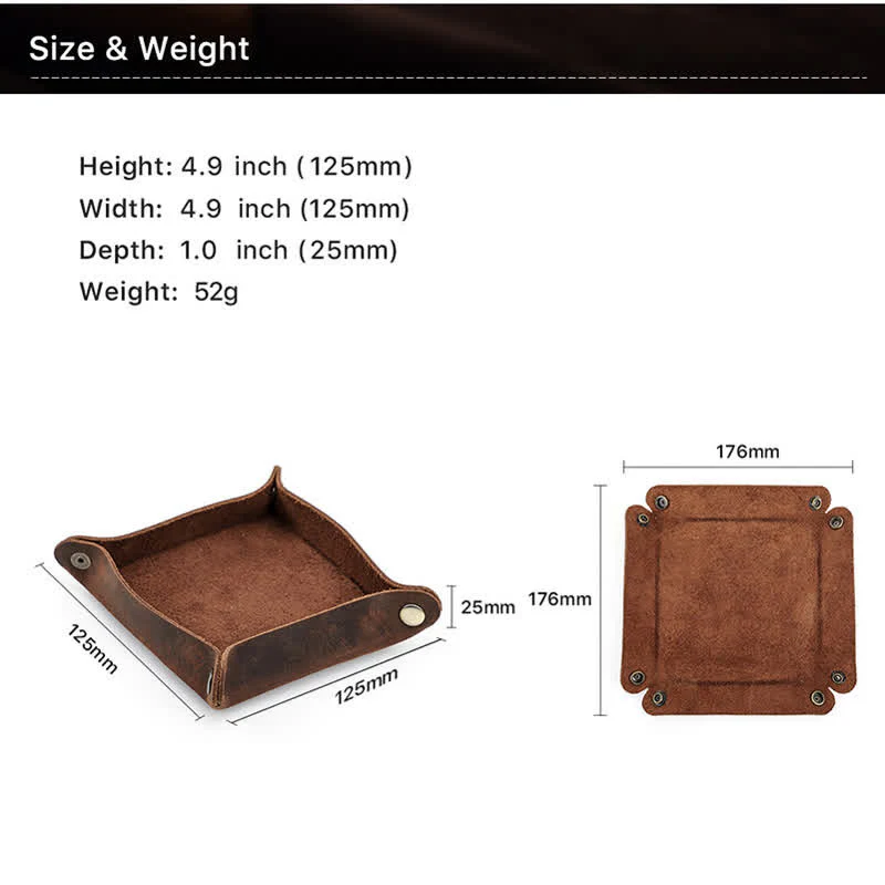 Rustic Genuine Leather Custom Name Foldable Valet Tray - Image 6