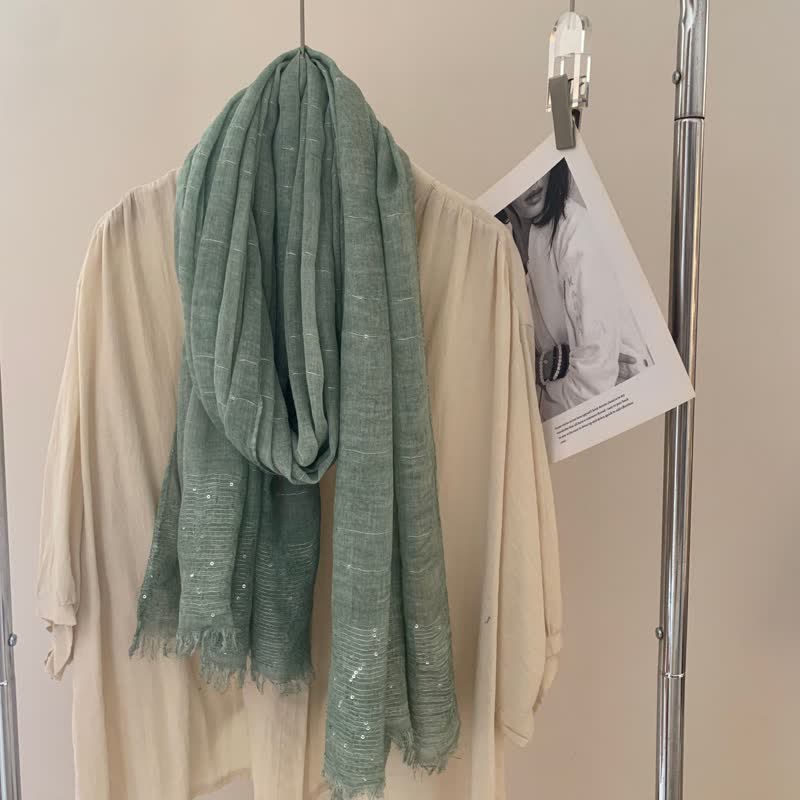 Sequins Dirty Dyed Shawls Solid Color Thin Scarf - Image 10