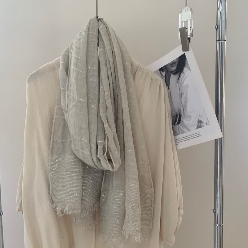 Sequins Dirty Dyed Shawls Solid Color Thin Scarf - Image 5