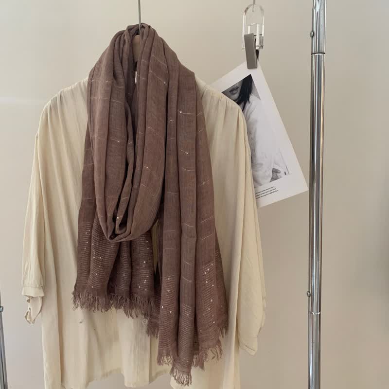 Sequins Dirty Dyed Shawls Solid Color Thin Scarf - Image 6