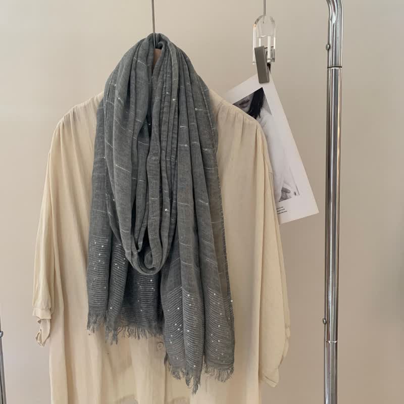 Sequins Dirty Dyed Shawls Solid Color Thin Scarf - Image 9