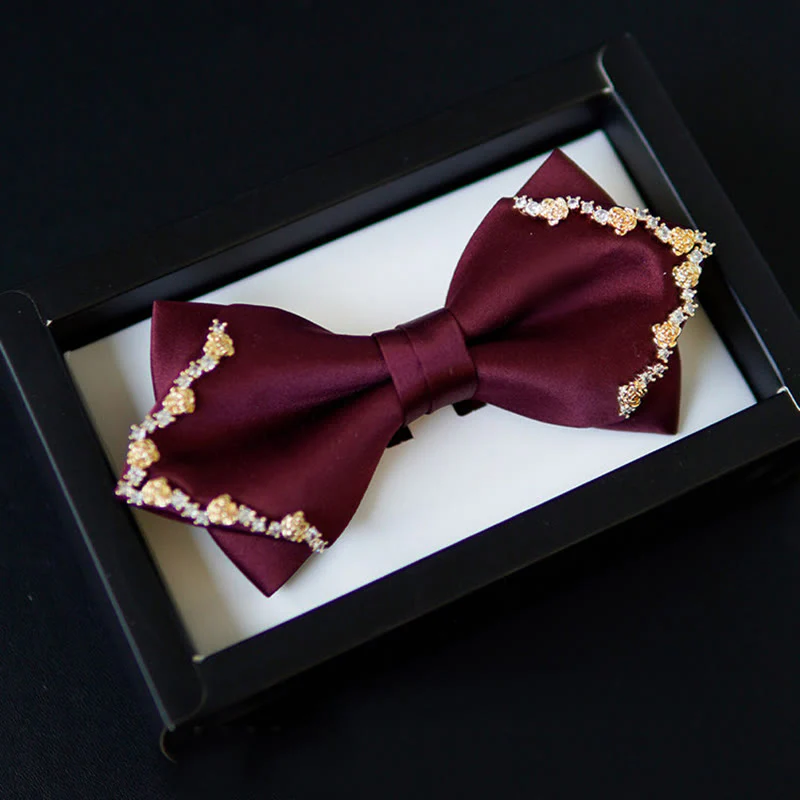 Shining Gilded Rose Edge Double Layers Bow Tie