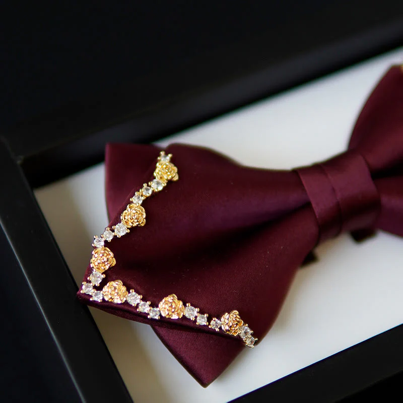 Shining Gilded Rose Edge Double Layers Bow Tie - Image 6