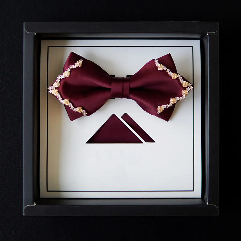 Shining Gilded Rose Edge Double Layers Bow Tie - Image 8
