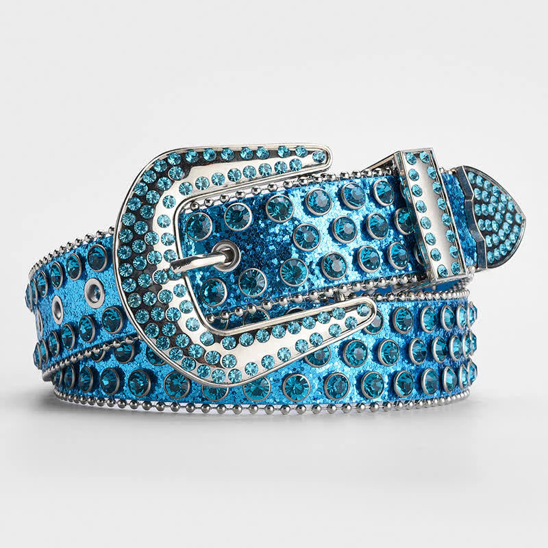 Shinning Rhinestone Crystal Studded Leather Belt - Image 11