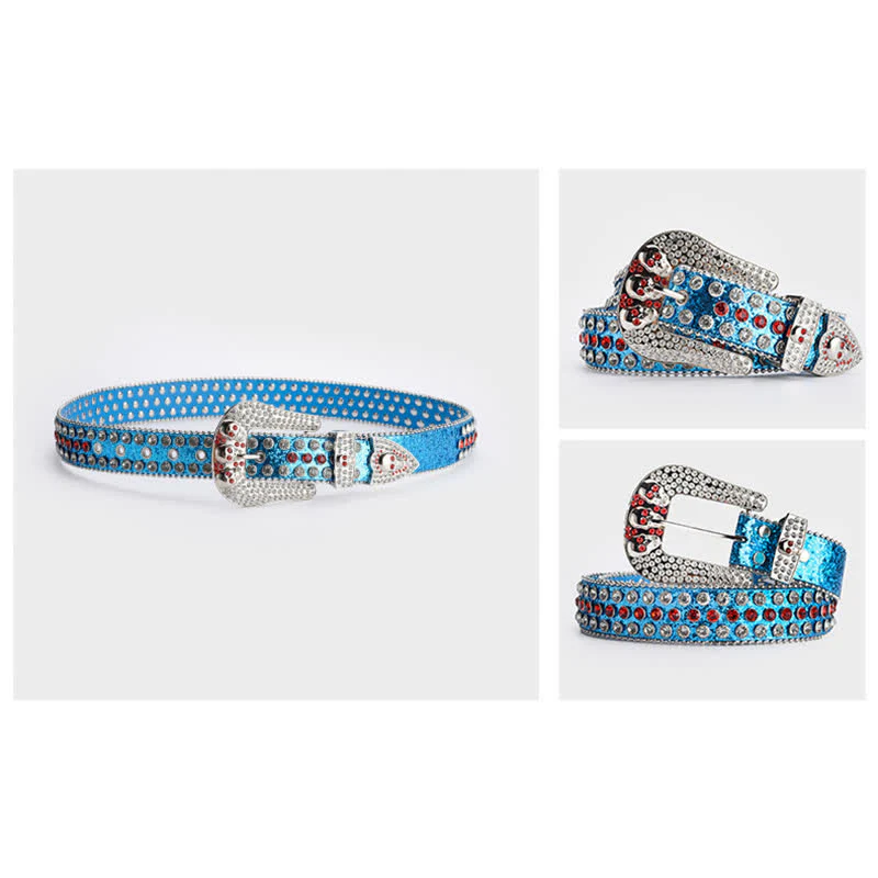 Shinning Rhinestone Crystal Studded Leather Belt - Image 3