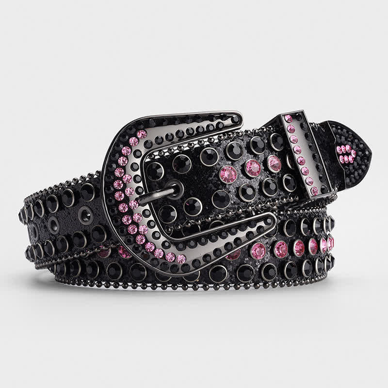 Shinning Rhinestone Crystal Studded Leather Belt - Image 4