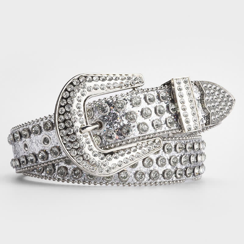 Shinning Rhinestone Crystal Studded Leather Belt - Image 5